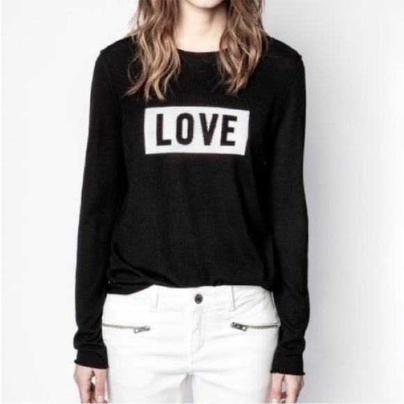 Zadig & Voltaire Sweaters - Zadig & Voltaire Gwendal Love Sweater in Black (100% Merino wool)